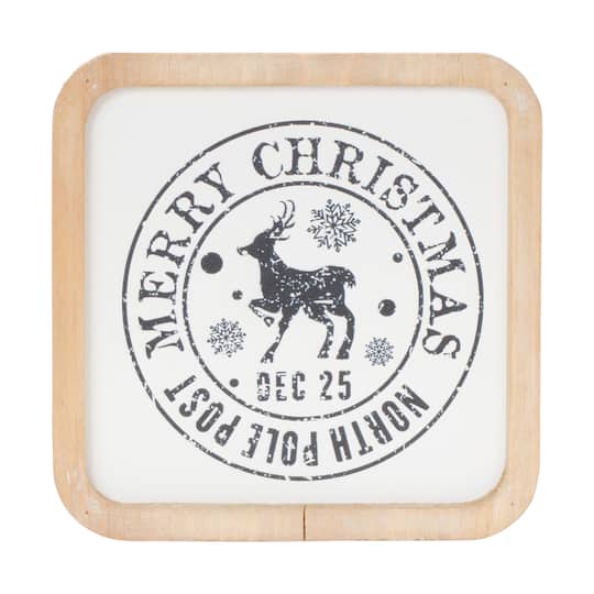 Reindeer & Bells Holiday Mail Stamp Plaque Hanging Wall Décor Set